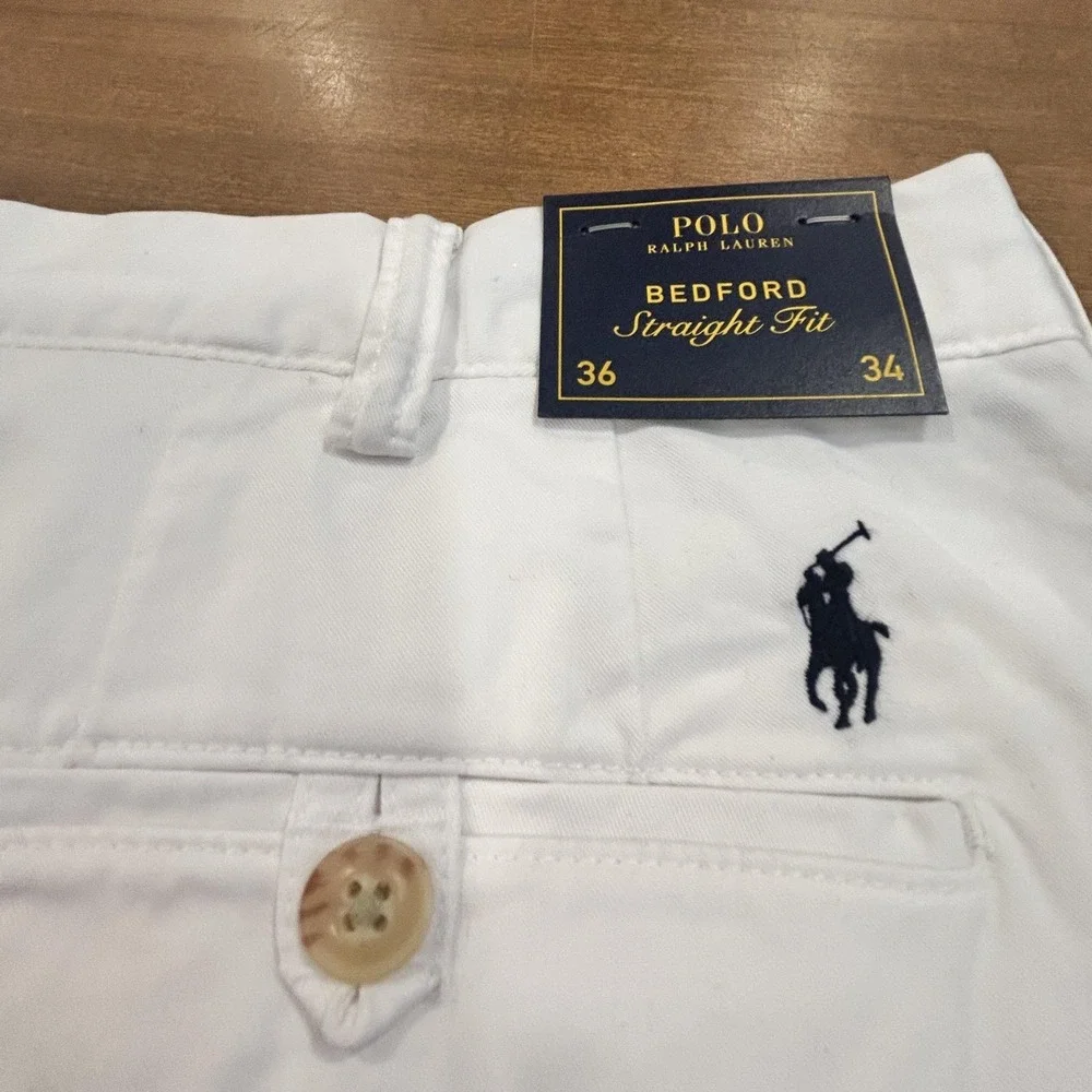 Polo Ralph Lauren Pants Mens 36x34 White Bedford Stretch Straight Fit Chino NWT